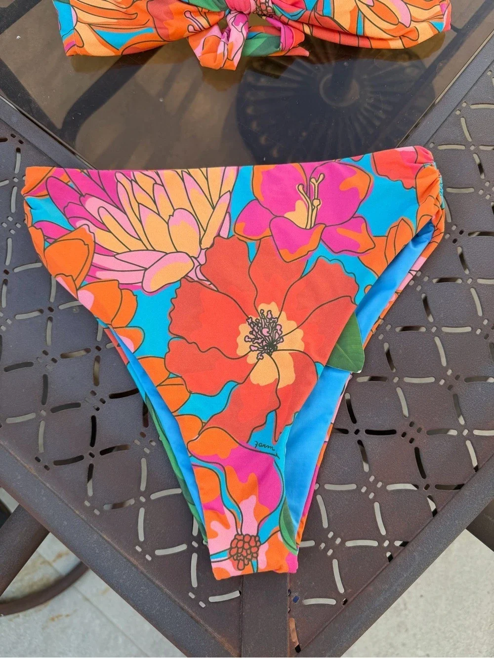 Set - Farm Rio Knotted floral-print bandeau bikini